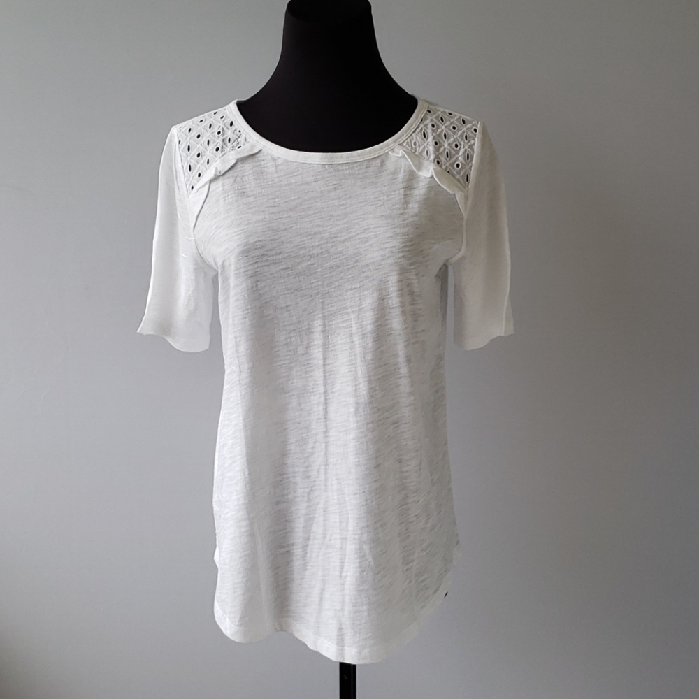 LOFT • Ruffle Eyelet T Shirt - Picture 8 of 8